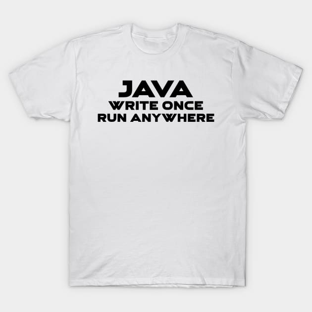 Java Write Once Run Anywhere Programming T-Shirt by Furious Designs